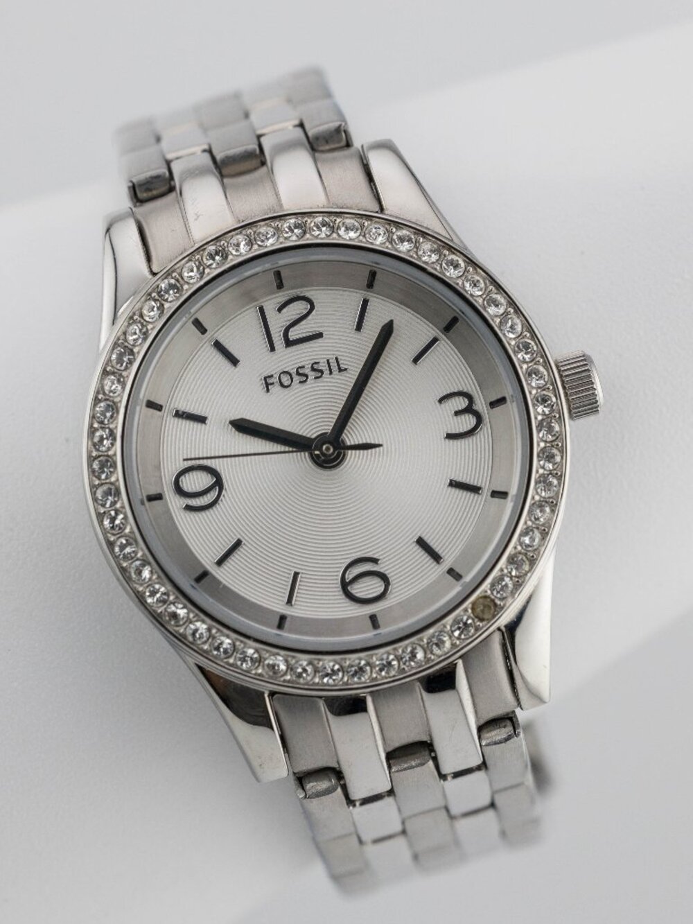 FOSSIL BQ1422 Crystal Bezel Steel Quartz Analog Women's Watch New Battery
